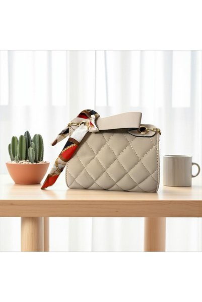 Gözde Mağazacılık Quilted Women's Hand and Shoulder Bag with Scarf