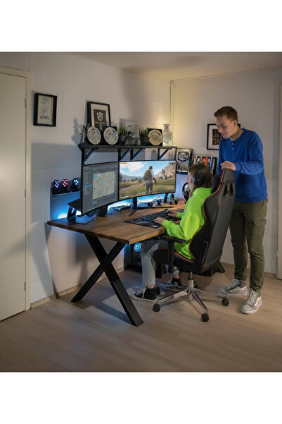 Modüler Ekipman %100 MASİF LADİN AHŞAP X-AYAK 120X60 OYUNCU ÇALIŞMA MASASI