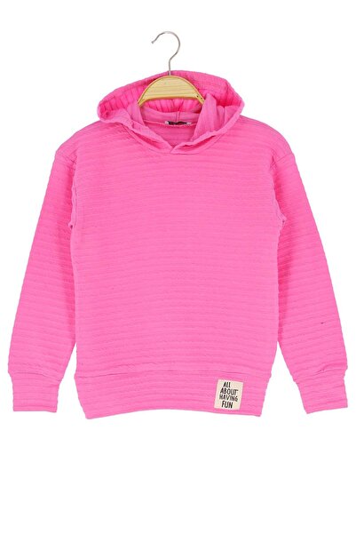 ARYDY Girl's Hooded Sweater with Arma Detail, Corduroy Fabric, Pink, Ages 5-12