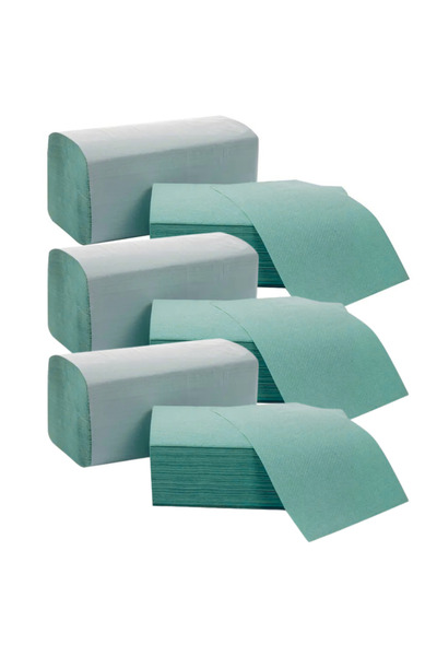 LYOBEST Set 3x Prosoape pliate verzi V-fold, 1 strat, 21x25cm, 200 buc/pachet