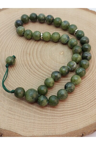 Yasamtohumu Yeşim Taşı Ela Quality 33lük Özel Tasarım Tesbih 8mm (15009)