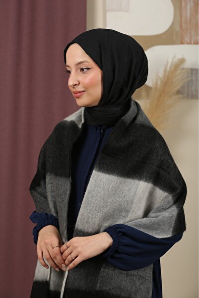 mim eşarp Double-Sided Plaid Winter Shoulder Shawl