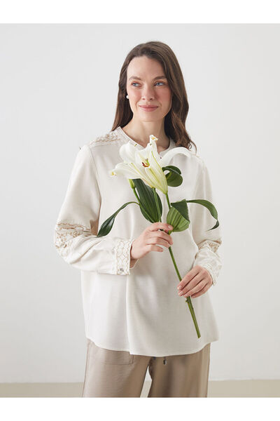 LC Waikiki Μπλούζα Seray New Season με μοτίβο σε σχήμα καρδιάς και μείγμα λινών