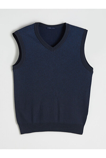 LC Waikiki Indigo Standard Mold V-Neck Men's Knitwear Sweater