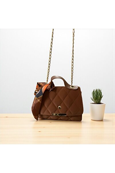Gözde Mağazacılık Quilted Women's Hand and Shoulder Bag with Scarf
