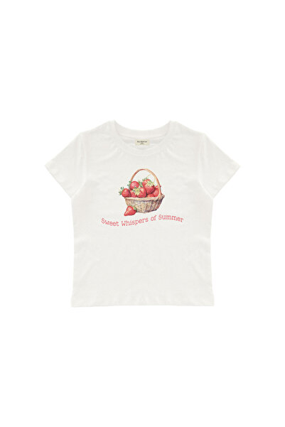 lethestudios Μπλουζάκι Crop Top με στάμπα Strawberry Whispers