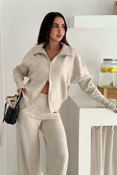 Noa Noa Women's Zippered Thick Textured Knitwear Set – Dynamic & Comfortable Style