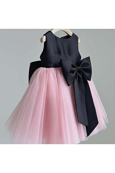 Rabias Design Kabarık Çocuk Abiye Elbisesi Tül Detaylı ve Fiyonk Süslemeli
