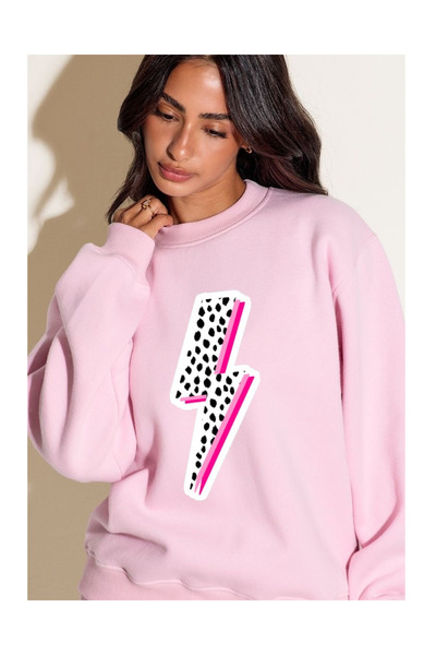 Tubinyoo سترة رياضية بياقة دائرية مطبوعة بنقش البرق بثلاثة خيوط