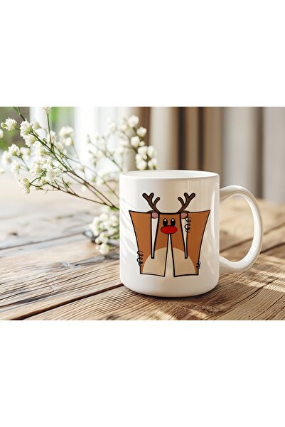 Beramussa كوب بتصميم حرف W على شكل غزال الكريسماس - كوب قهوة وشاي على شكل غزا...