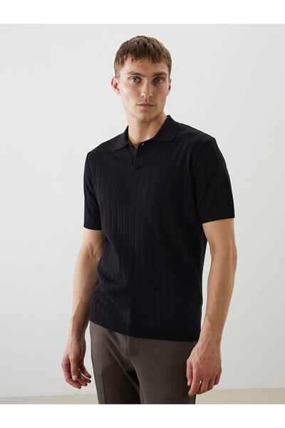 LC Waikiki Lcw Vision Black Polo Neck Short Sleeve Men's Knitwear Sweater