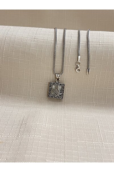 ED CAESAR OSMANLI TUĞRASI CEVŞEN TİLKİ KUYRUĞU ZİNCİR 925 AYAR GÜMÜŞ ERKEK KOLYE