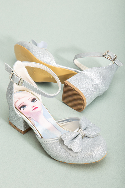 SGF KIDS GÜMÜŞ ÇOCUK KARAKTERLİ TOPUKLU ABİYE AYAKABI