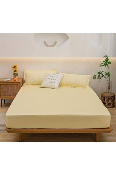 ROSSETTI Fitted sheet, cotton jersey, Oeko-Tex certified, 200x200 cm, Yellow