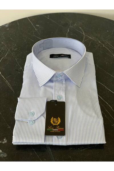 Chordi Erkek Uzun Kollu %100 Pamuk Çizgili Regular Fit Gömlek (A.Mavi)
