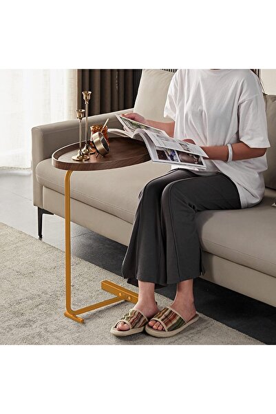 ALL İN Side Table C-Shaped Side Table Modern Sofa Table with Metal Frame for Living Room