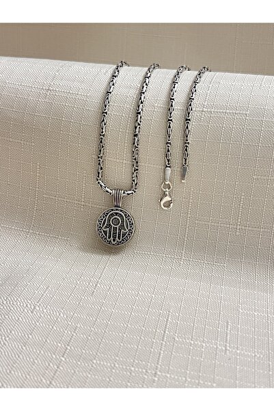 ED CAESAR KRAL ZİNCİR FATMA ANA MODEL CEVŞEN DUALI 925 AYAR GÜMÜŞ KOLYE