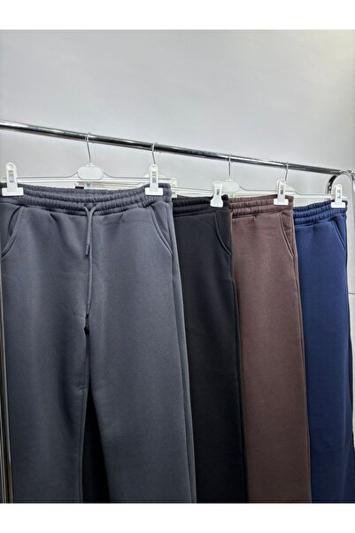 Myzen Kadın Üç İplik Bol Paça FÜME Eşofmanaltı