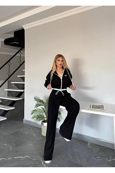 bonibon butikk Women's Quality Luxury Clothing 2 Thread Draped Stretchy Elastic Waist Bottom Top Set