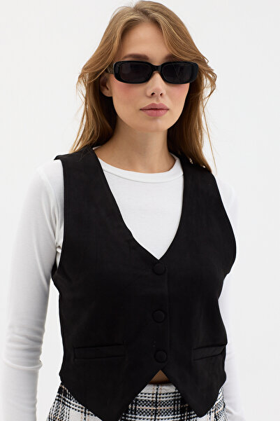 DazzUp Women's Faux Suede Vest