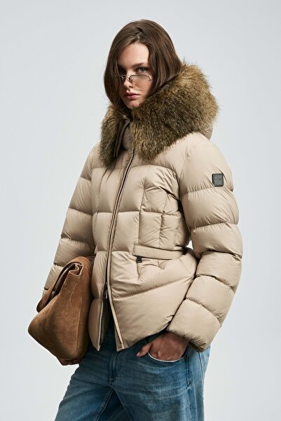 Lufian 122120042 Klemantın Goose down Women's Coat Beige