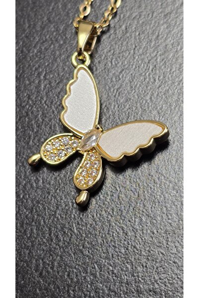 stainles steel Zircon Inlaid Stainless Steel Butterfly Necklace