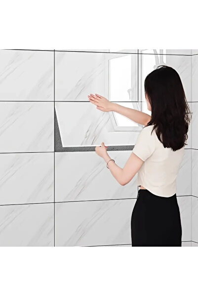 Epilons 60X30 White Marble Patterned Aluminum Plastic Wall Sticker Nm-5587