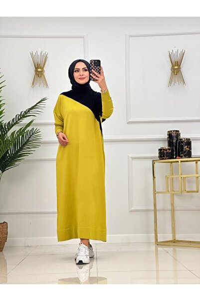 Enans Design Double Color Cold Yarn Mercerized Fabric Bouquet Hijab Tunic Dress