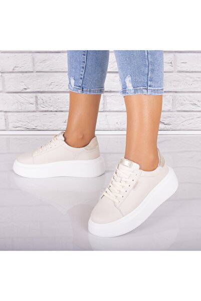 ANGEL BLUE Pantofi sport damă bej din piele naturală Arselia, 39