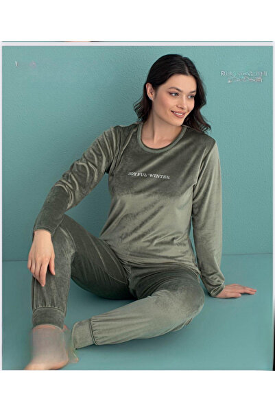 Mihra Women's Winter Crew Neck Velvet Pajama Set 13165Ey - 1 Piece