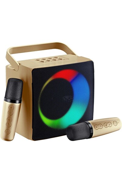 PopZa جهاز كاريوكي ذكي للأطفال مزود ببلوتوث وميكروفونين لاسلكيين وإضاءة LED و...