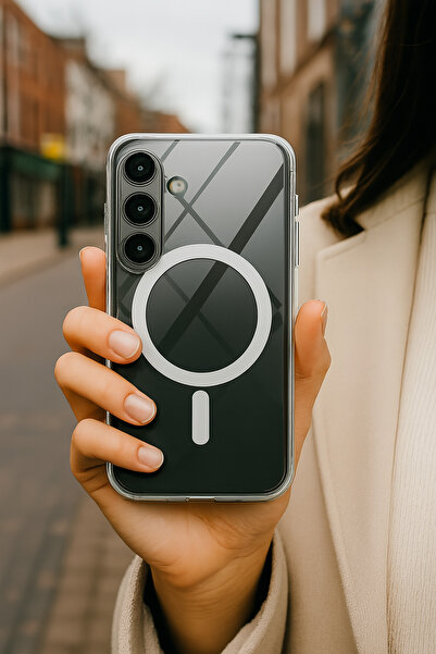 Hatreds Galaxy S25 FE Uyumlu Sert Şeffaf MagSafe Özellikli Darbe Emici Koruma...