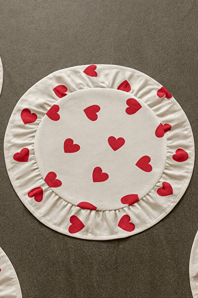 Vareni Fırfırlı Kırmızı Kalpli 1 Adet Supla 40 cm Amerikan Servisi Vintage Pa...