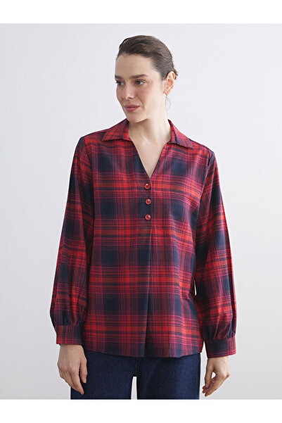 LC Waikiki Create Your Style from Uzg Store |   Shirt Collar Plaid Blouse