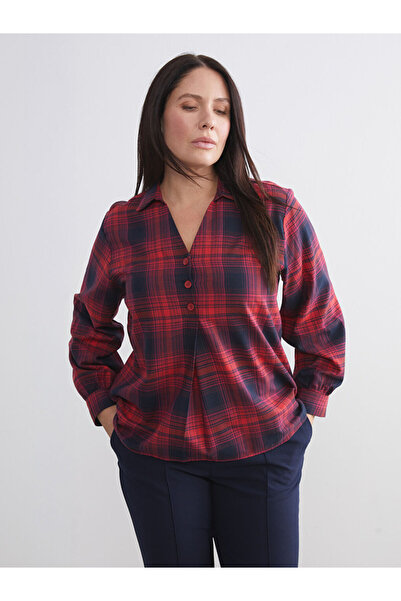 LC Waikiki Create Your Style from Uzg Store |   Shirt Collar Plaid Blouse