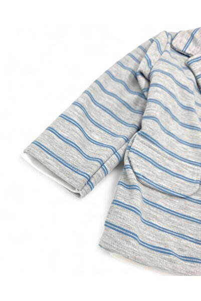 voyyo kids baby Baby Boy Striped Jacket, Tie 3 Piece 100% Cotton Stretchy Suit