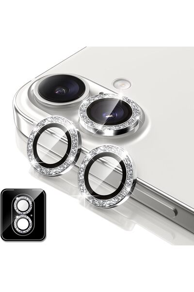 Kipgsm İphone 16 Plus Uyumlu Pırlanta Taşlı Safir Lens Koruyucu Çizilmez Su G...