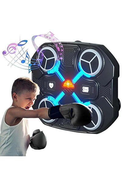 BORTONY آلة ملاكمة موسيقية للأطفال، معدات ملاكمة مثبتة على الحائط مع قفازات S...