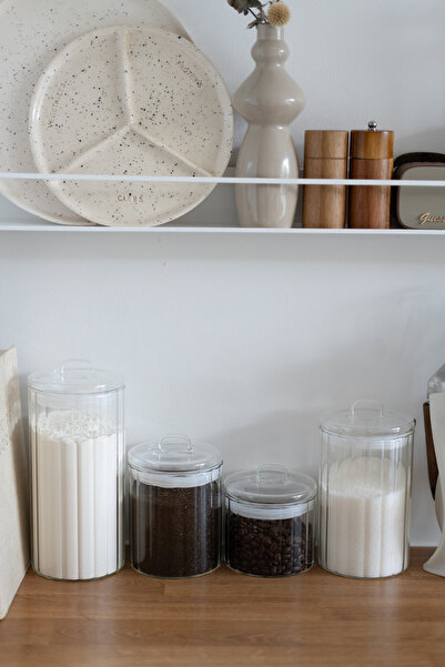 Dekorzdükkan 4-Piece Borosilicate Glass - Vacuum Lid Jar Set