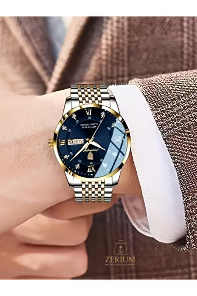 ZERİUM LED Işıklı Takvimli Su Geçirmez Minimalist Modern Tarz Erkek Saat