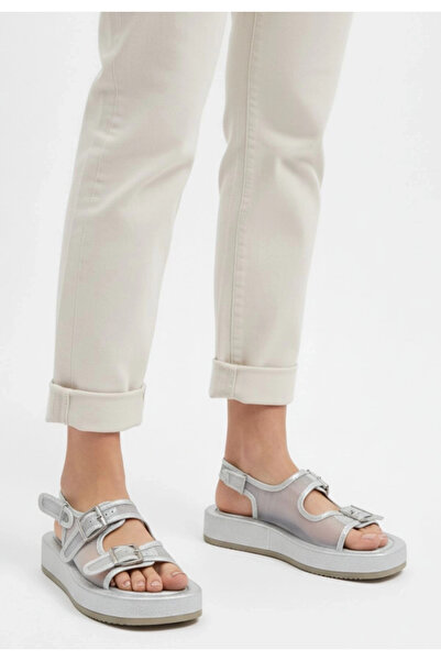 Vona Nova Sinna Silver Skin Tulle Detailed Sandals