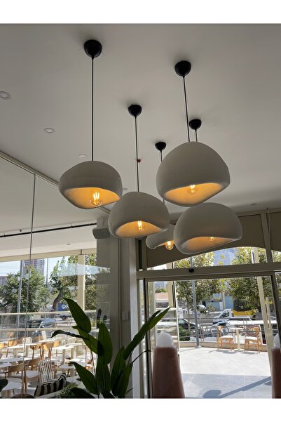 Lunalore Beşli Sarkıt Avize Rustik 30-30-40-40-50 E27 Modern Avize Bohem Beton Görünüm ( AMPÜL HEDİYE )