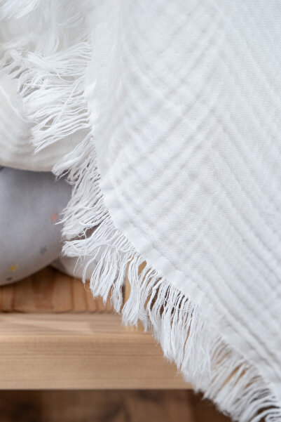 FURYATEX 100% Cotton 4-Layer Muslin Baby Blanket White 100X120Cm