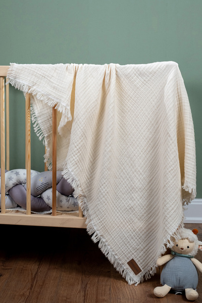 FURYATEX 100% Cotton 4-Layer Muslin Baby Blanket Ecru 100X120Cm