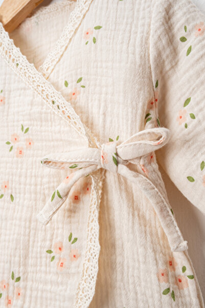 FURYATEX Organik Pamuk Müslin 3’lü Bebek Seti Çift Katlı Müslin Yeni Doğan Takım – %100 Pamuk Çiçekli