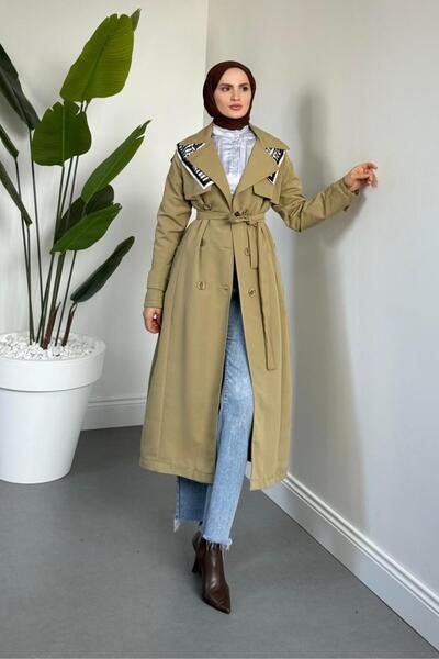 MERVEN AKYÜZ Mivora Astarlı Gabardin Trençkot Haki