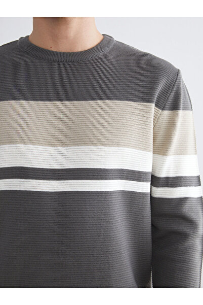 LC Waikiki Хакі велосипедний комір смугастий чоловічий трикотажний светр