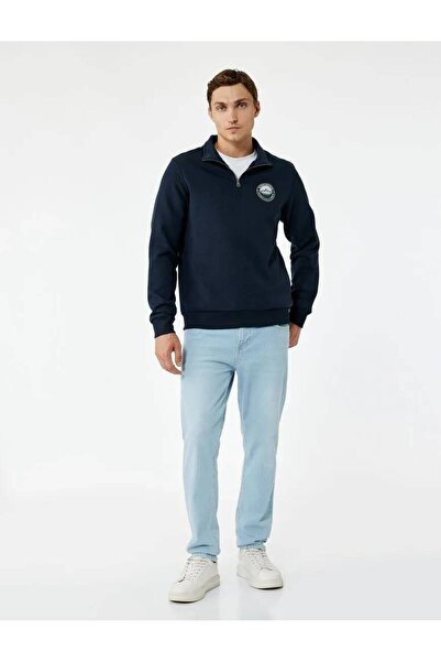 Koton Langärmliges Sweatshirt mit Aufdruck und halbem Reißverschluss von Şard...