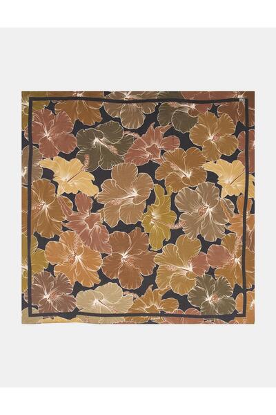 KYR وشاح فيسكوز منقوش بالزنبق لون جملي