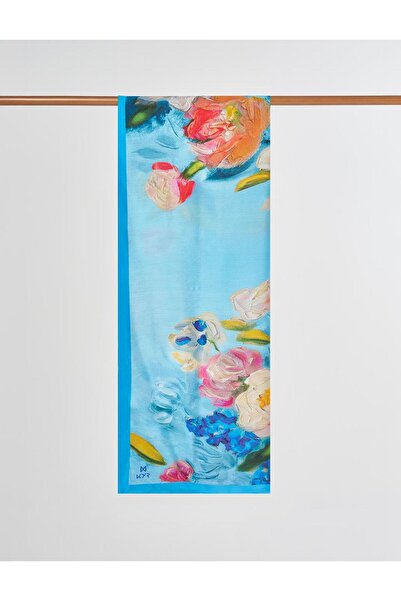 KYR Watercolor Effect Viscose Shawl Blue